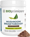 BIOptimizers Mushroom Coffee Alternative - Czekoladowy napój - Lwie grzyba, Chaga, Reishi + Kolagen Peptides for Focus, Energy & Gut Health - Adaptogenetic Mushrooms & MCT Proszek - 30 Służenie