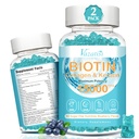 Biotin i gumki kolagenowe z B12, skóry do włosów i paznokci Witaminy Gummie do wzrostu włosów, połysk skóry i silne paznokcie - Blueberry Flavor, Sugar Free, 120 Ct