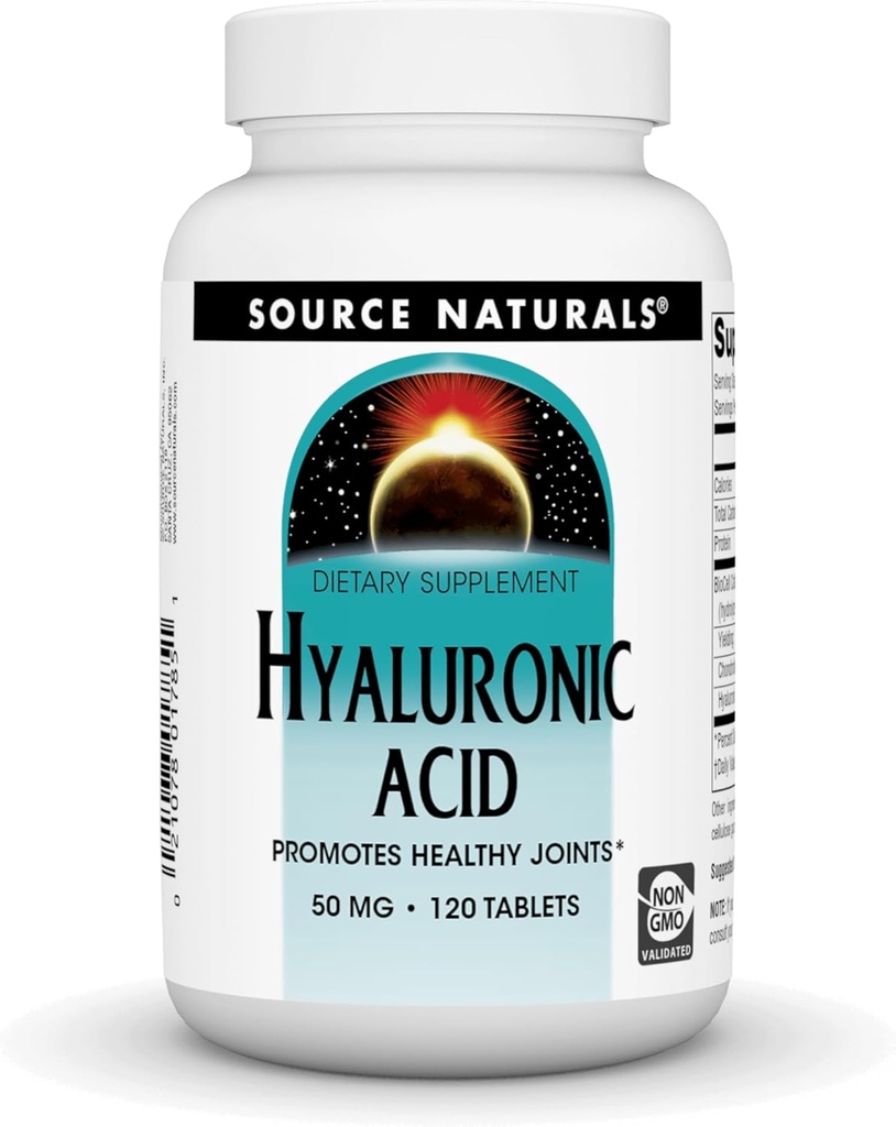 Źródło Naturals Kwas hialuronowy, 50 mg, 120 tabletek