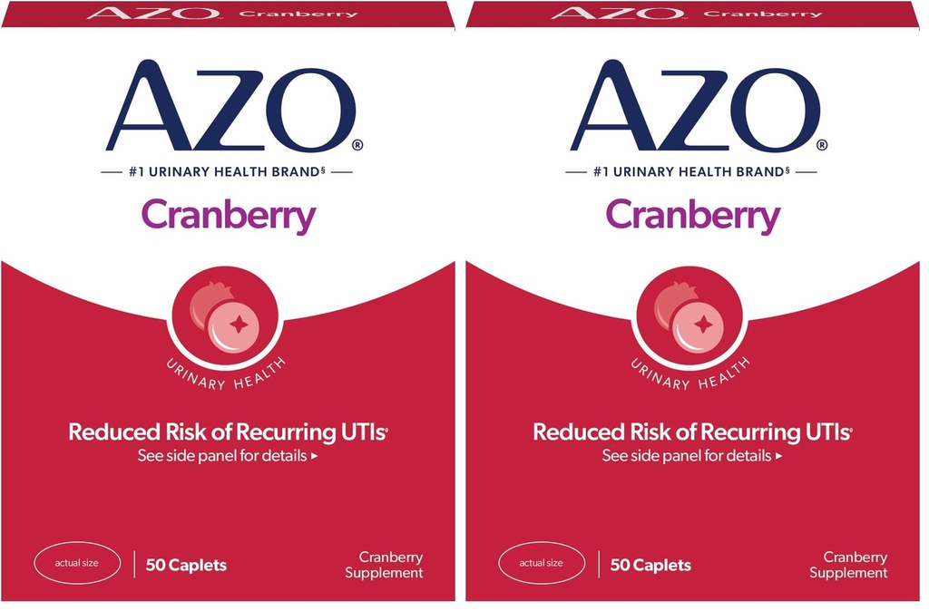 AZO Żurawinowy Urynary Tract Supplement Health, 1 Serving: 1 Szklanka Sok żurawinowy, Sugar Free Żurawinowy Pigułki, 50 Count (Pack of 2)