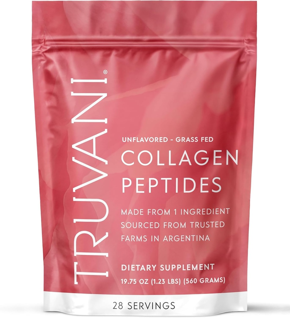 Truvani Zhydrolizowany Kolagen Peptydes 124; Unflavored 124; 28 Służenie 124; 20g Kolagen Grass- Fed proszku Białko 124; Promotes Hair, Skóra i Nail Health 124; Dairy & Gluten Free 124; Kobiety i mężczyźni 124; Pakiet może Wary