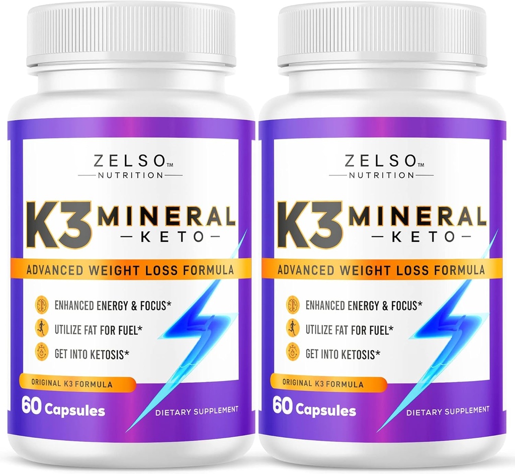 ZELSO (2 opakowania K3 Mineral Weight Loss Pills for Women and Men, K3 Mineral Pills - K3 Salt Mineral, Witamina + K3 Suplement kapsułki dla Keto Weight Loss - 2 miesiące dostaw