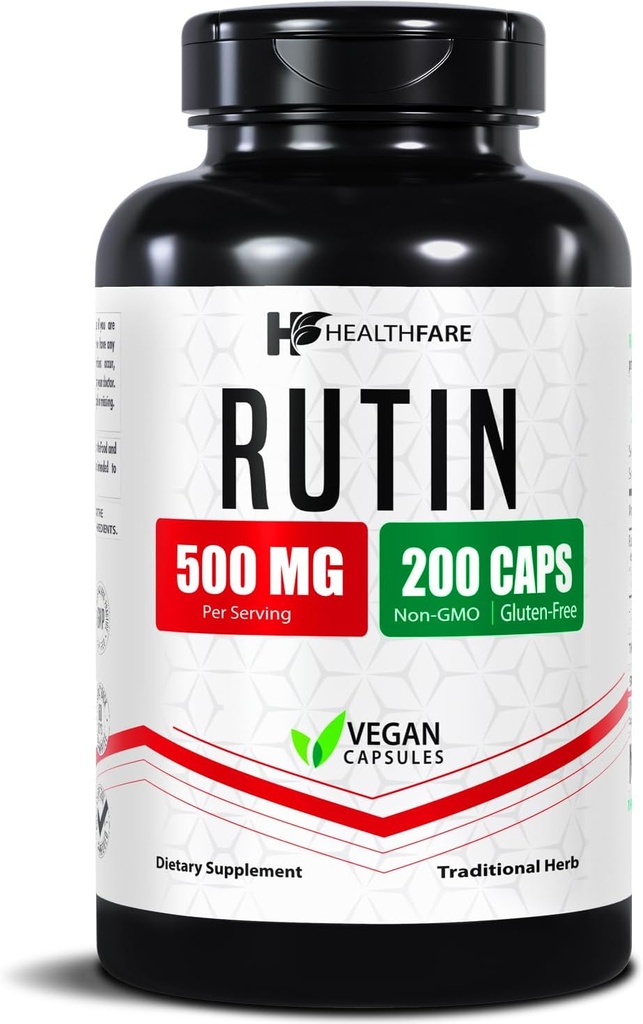 Suplement do Rutin 500 mg: 124; 200 Kapsułek Wegańskich: 124; Natural Bioflavonoid Formuła: 124; Extra Siła Przeciwutleniacza: 124; Non-GMO, Gluten- Free: 124; Made in USA