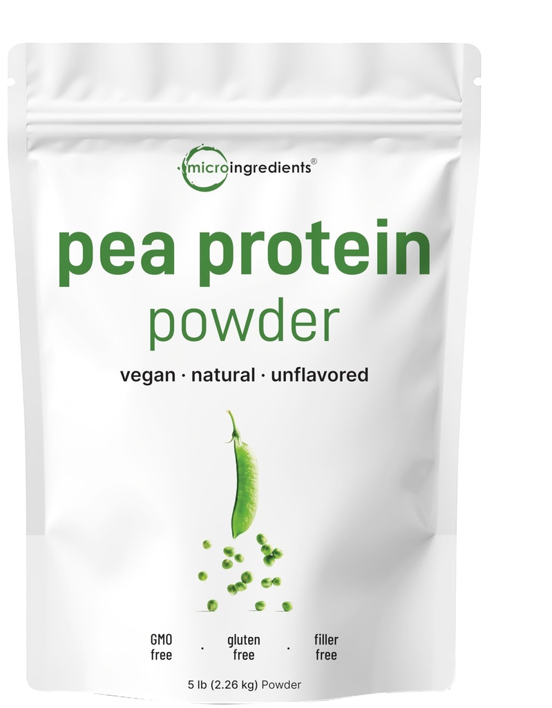 Micro Ingredients North American Grown, Pea Protein Powder, 5 Funds Pension 124; Plant based, Unflavored Pension 124; Complete Vegan Protein Source - 27g Serving India 124; Rich in BCAAs & EAAs English 124; Non-GMO, Keto Friendly