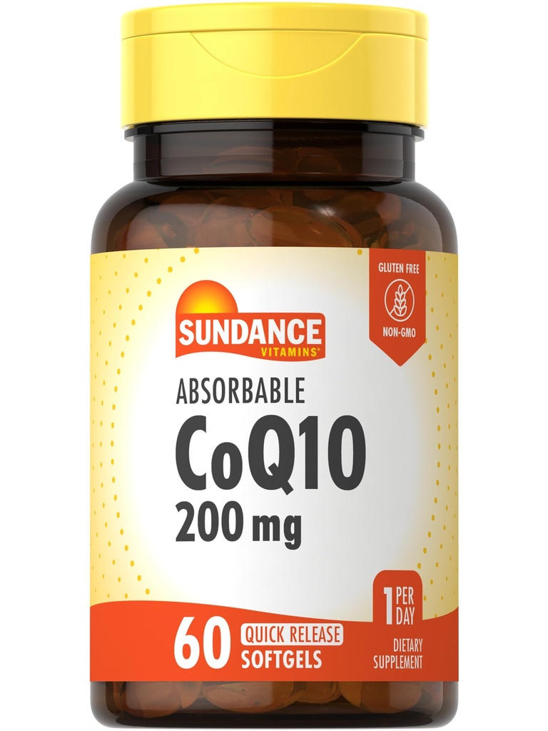 Sundance CoQ10 200mg Softgels 124; 60 Hrabia 124; z Black Pepper Extract 124; Non-GMO & Gluten