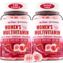 (2 opakowania) Bezcukrowa metylowana multiwitamina dla kobiet Gummeje z wapniem, D3 K2, Inozytol, Folate, Biotin, Żelazko, Witamina A, C, E, B Complex - Multi Vitamin & Minerals - Energia, Immune, Bone - Wegan