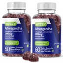 Viteey Ashwagandha Gummies z Ginseng & Lemon Balm - Nastrojowe, spokojne i stresowe Wsparcie Ashwagandha Suplementy - Wegan, Gluten- Free - 120 Count