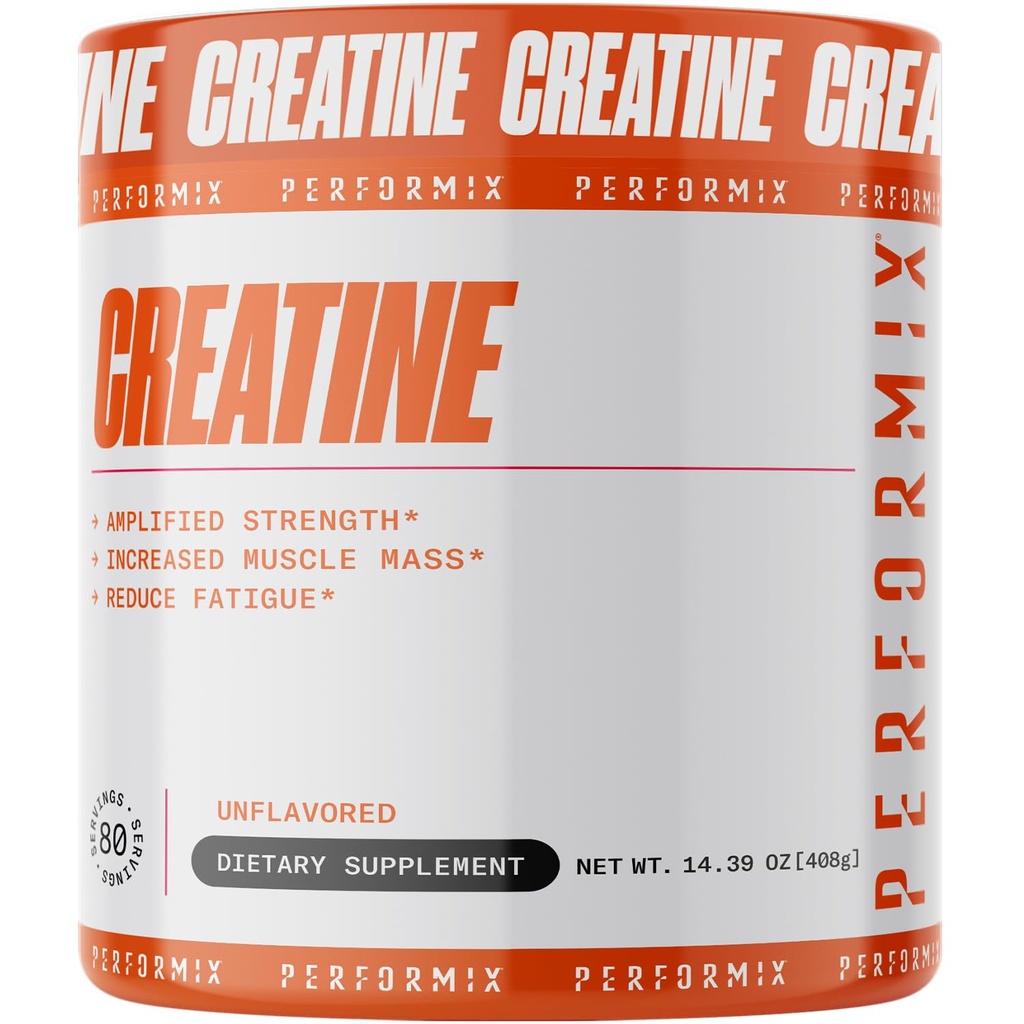 PERFORMIX - Monowodzian kreatyny - 5000 mg na porcję (5g) - Wstępny trening - Zwiększenie masy mięśniowej, zwiększenie siły i zmniejszenie zmęczenia - Monowodny proszek kredowy - Unflavored - 80 Służenie - 400g