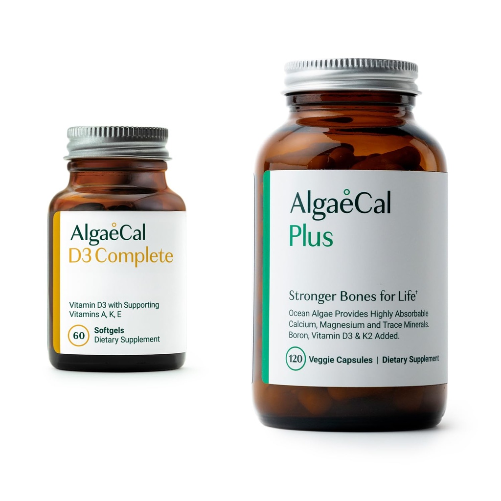 ALGAECAL Bundle - D3 Complete (1000 j. m.) + K2, Witamina E, Witamina A i Bazowana na Plantach Wapń dla Silniejszych Kości