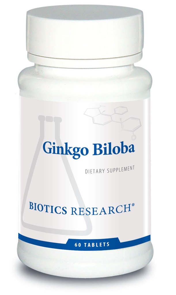 Biotics Research Ginkgo Biloba Standaryzowany 24% Ginkgo Biloba Ekstrakt Procentowy, Suplement mózgu, Nootropic, Focus, Energia, Pamięć, Zdrowe Starzenie. 60 Tabletki