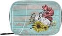 Pudełko na pióro Drewniany Rooster Sunflower Pill Box 7 dzień Pill Case Bag Travel Pill Organizer Bag z Zipper Portable Weekly Case Compact Rozmiar dla posiadacza suplementu witaminy