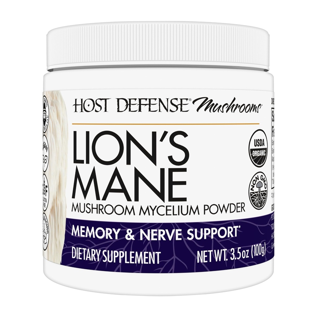 Defense Defense Lion 's Mane Powder - Suplement do Wspomagania Zdrowia Mózgu - Suplement do Wspomagania Skupiania i Pamięci - Immune & Nerwowy Suplement Wsparcia Systemu - 3.5 oz (66 Służenia) *