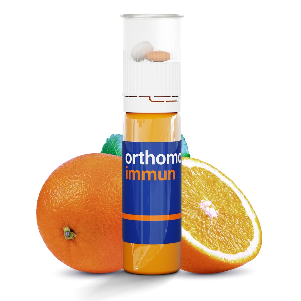 Ortomol Immun Vial, Codzienne płynne suplement wsparcia immunologicznego, 7- Day Supply, Zawiera witaminy A, B, C, D, E, cynku i jodu, Formuła Premium dla wzmocnionej obrony immunologicznej i całkowitej witalności
