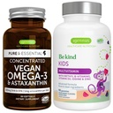 Wegańskie Omega-3 Algae Oil + Advanced Kids Multivitamin Gummy Bundle, Wysoka koncentracja DHA & EPA + Witamina A, B, C, D3 & E, Czyste składniki 60 Softgels + 90 Berry Flavor Gummies, przez Igennus