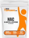 BulkSupplements.com NAC Powder - N- Acetyl Cysteine 600mg, NAC Supplement - Wsparcie przeciwutleniające, Gluten Free - 600mg na serwowanie, 167 Servings, 100g (3.5 oz) (Opakowanie po 1)