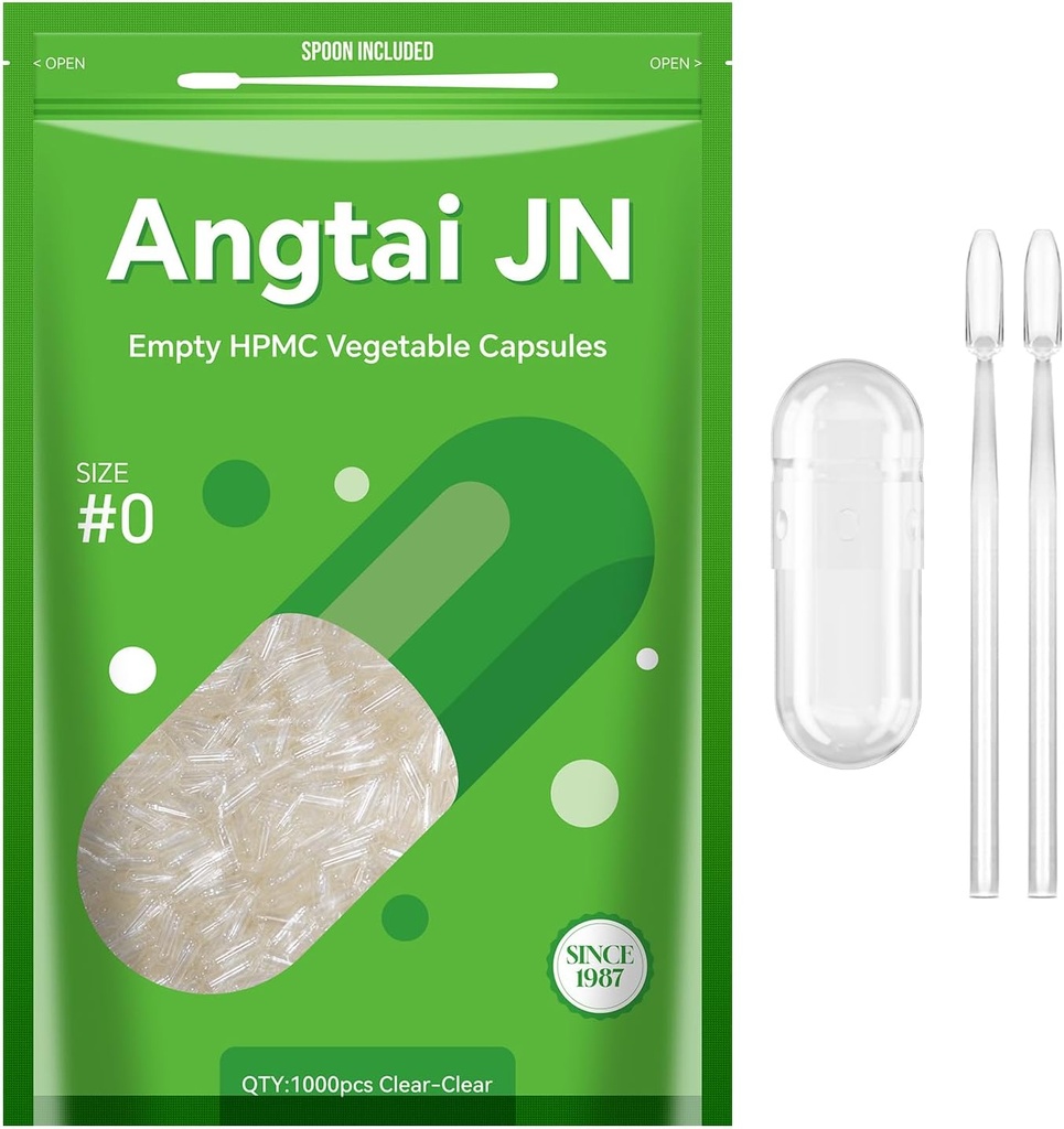 Rozmiar 0 Kapsułki Puste roślina Wegan oparte jasne (1000 hrabiego) Gluten Free, Non-GMO, Halal Certified Pill Caps Zestaw wypełniający z 2 łyżeczki do wegetariańskiego DIY Twoje własne suplementy