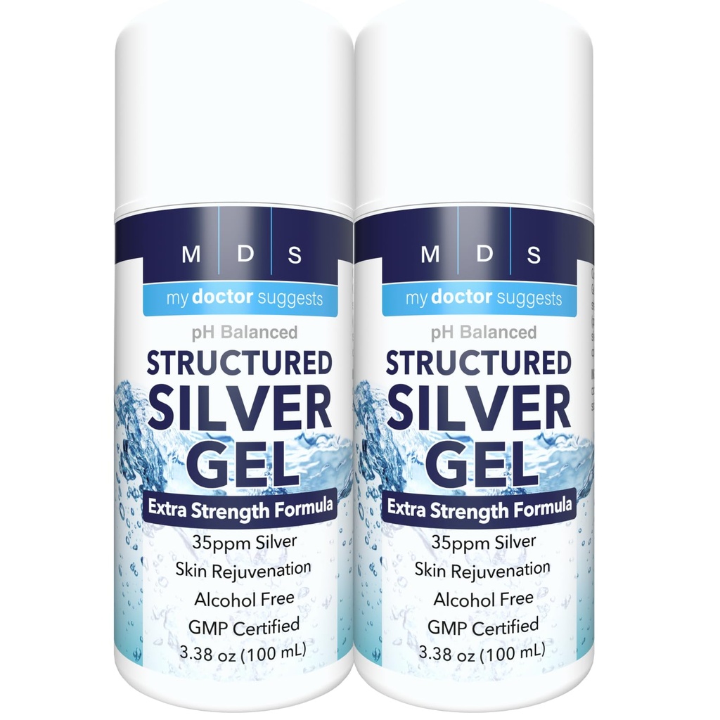 Colloidal Silver Gel Extra Siła - 35ppm Aktywowany Silver Gel dla maksymalnej mocy - Made in USA - Structured Formula w wygodnym 2 Pack