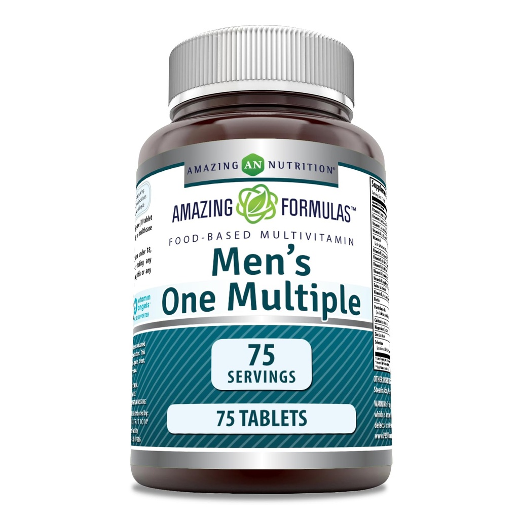 Amazing Men 's Multivitamine 124; Food Basis 124; Tablets Supplement Equipment 124; Perfect Blend of Vitamin, Minerals, 25 Milion CFU probiotyki i enzymy oparte na żywności (1 Pack, 75 Count)