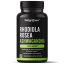Natgrow Rhodiola Rosea z Ashwagandha Root Extract Kapsułki - Standaryzowane do 3% Rosavins i 1% Salidroside - 120 Count