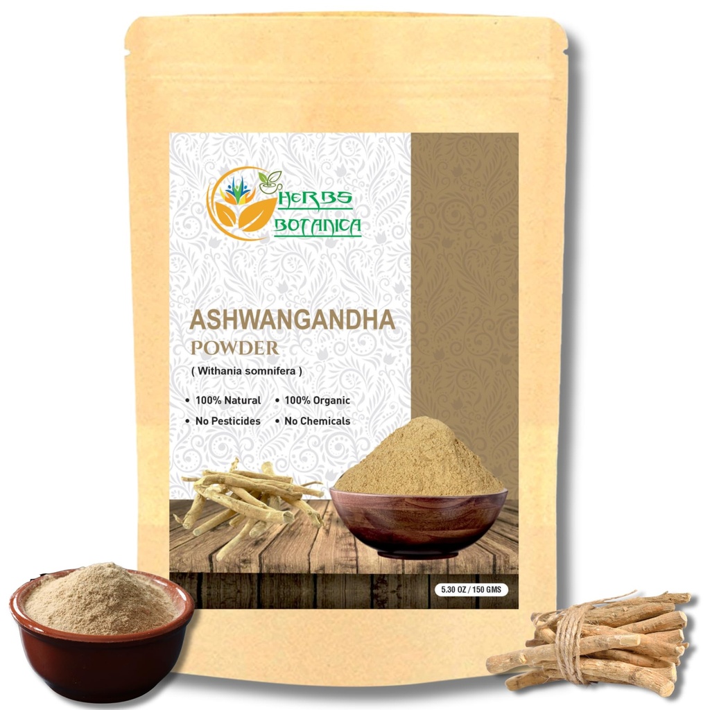 Zioła Botanica Ashwaganda Proszek korzeniowy Withania Somnifera Proszek Ashwaganda Ayurvedic Suplement ziołowy Wsparcie i siła 5.3 oz