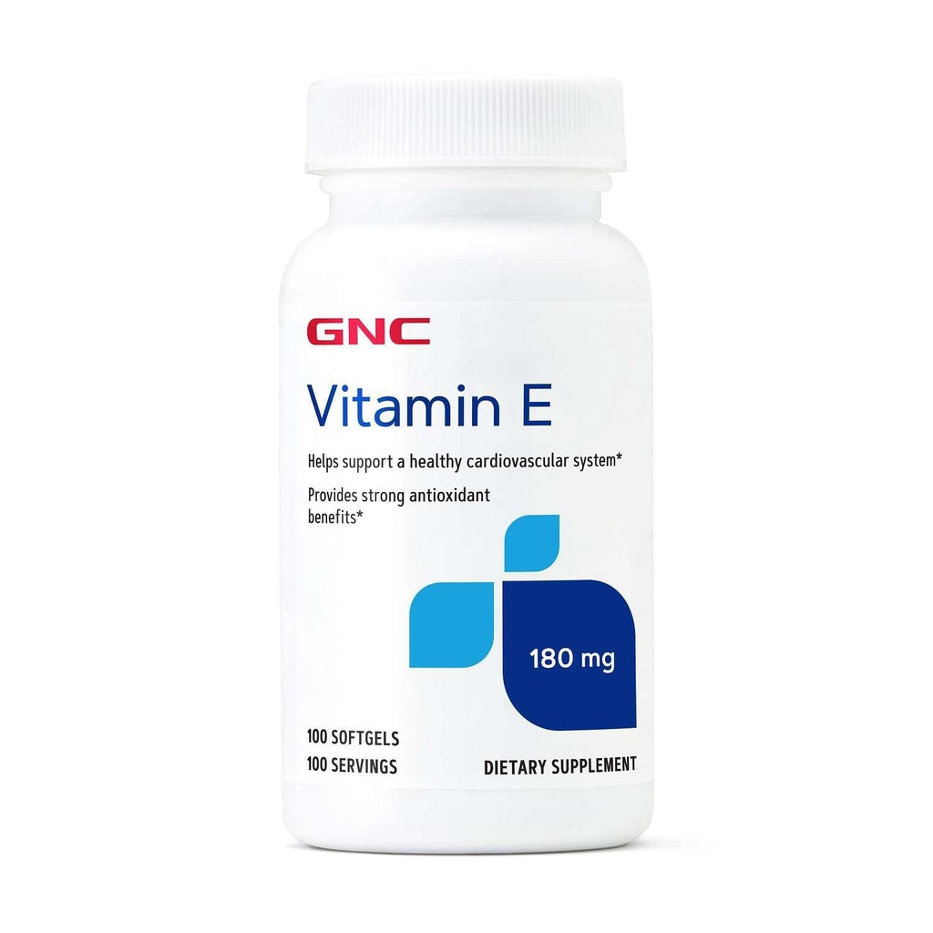 GNC Witamina E 200mg Suplement, Wspiera zdrowy układ sercowo-naczyniowy, 100 Służenie