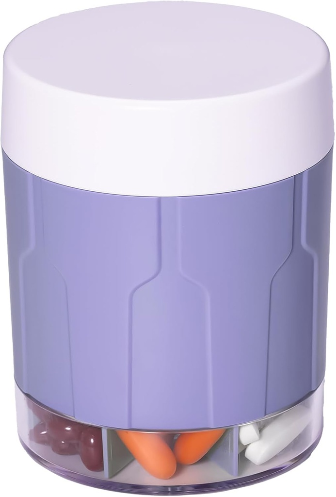 Betife bardzo duży suplement Organizator, Tygodniowy Pill Organizer Butelka, Codzienne Pill Dispenser z 7 Duże Komory, Organizator do przechowywania 7 Day witaminy Medication, 21 etykiet i szczotka do czyszczenia (Purpurowy)