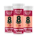 8Zieloni Tabletki Supergreens 124; Super Zieloni Proszek Tabletka Superfood, Odporność na metabolizm i koncentracja, Codziennie Zieloni Tabletki Effervescent, Organic: Aloe Vera, Spirulina, Chlorella, Brzoskwinia, 30 Służenie