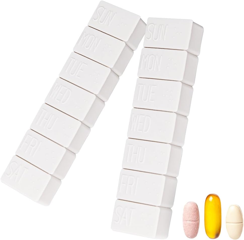 2Pack Cotygodniowy Pill Organizator, Bardzo duży 7 Dni Pill Cases Travel Codzienne Pill Box for Fish Oil, Wapnia Tablets Supplements and Other witaminy Pill