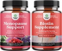 Paleta Ziołowych Menopauzy Suplement dla Kobiet i 10000 µg Pure Biotin Pills dla Kobiet i Mężczyzn - Idealny dla Estrogen Balance - Stop Hair Loss Thinning Natural Suplement