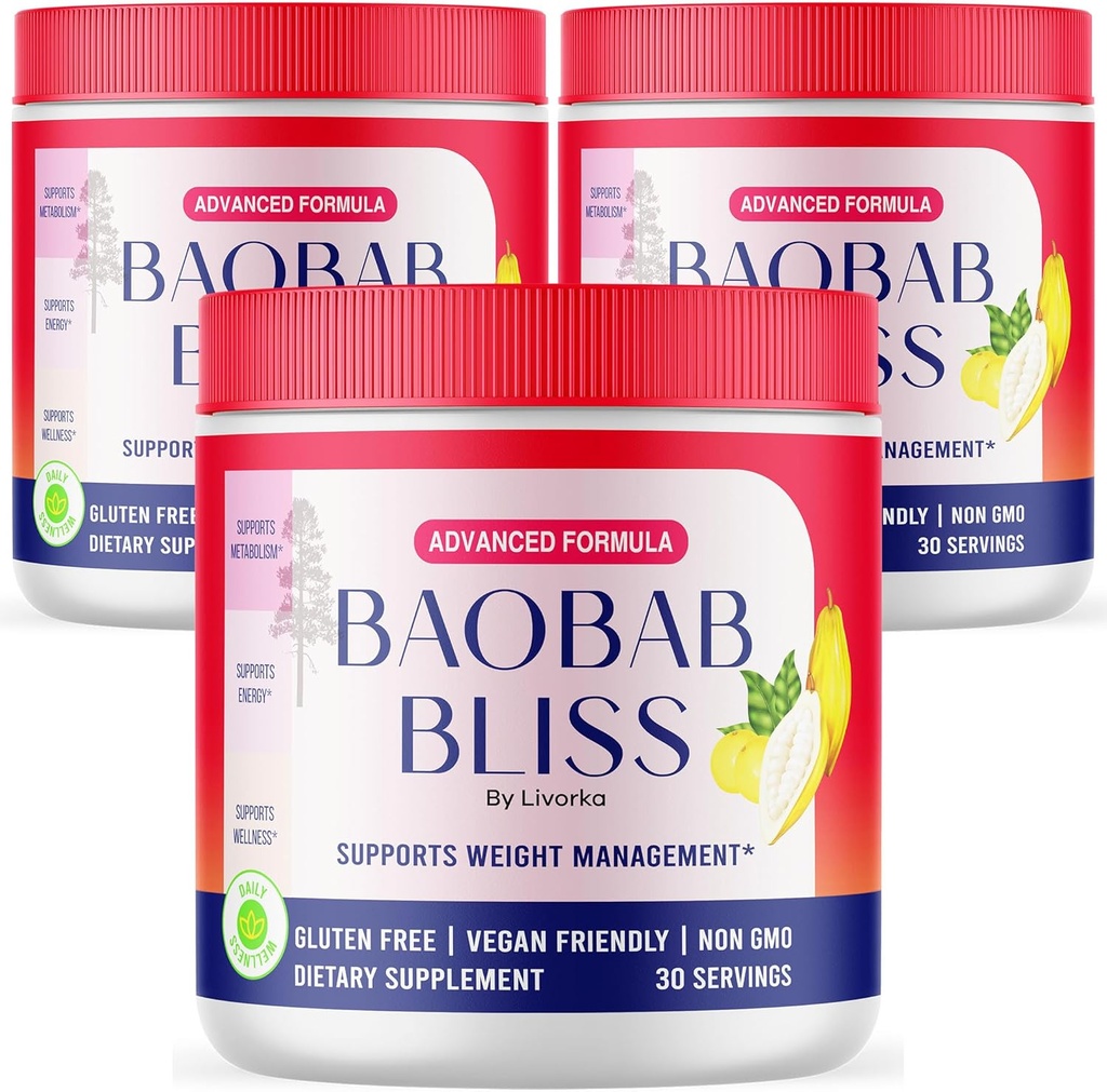 (3 opakowania) Baobab Bliss Powder, Baobab Bliss Organic Powder, Baobab Bliss Powder All Natural Fiber Supplement, Baobab Bliss Fruit Powder, Baobab Bliss Powder Organic Review, 90 Służenia dla 3 miesięcy