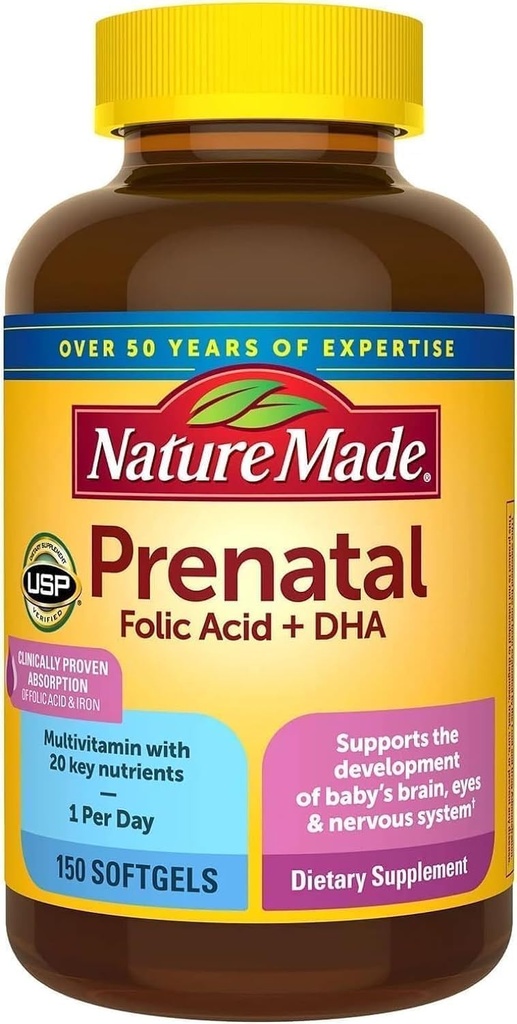 Nature Made Prenatal + Dha 200 mg Suplement diety (Netcount 150 Soft żele), 150Count ()