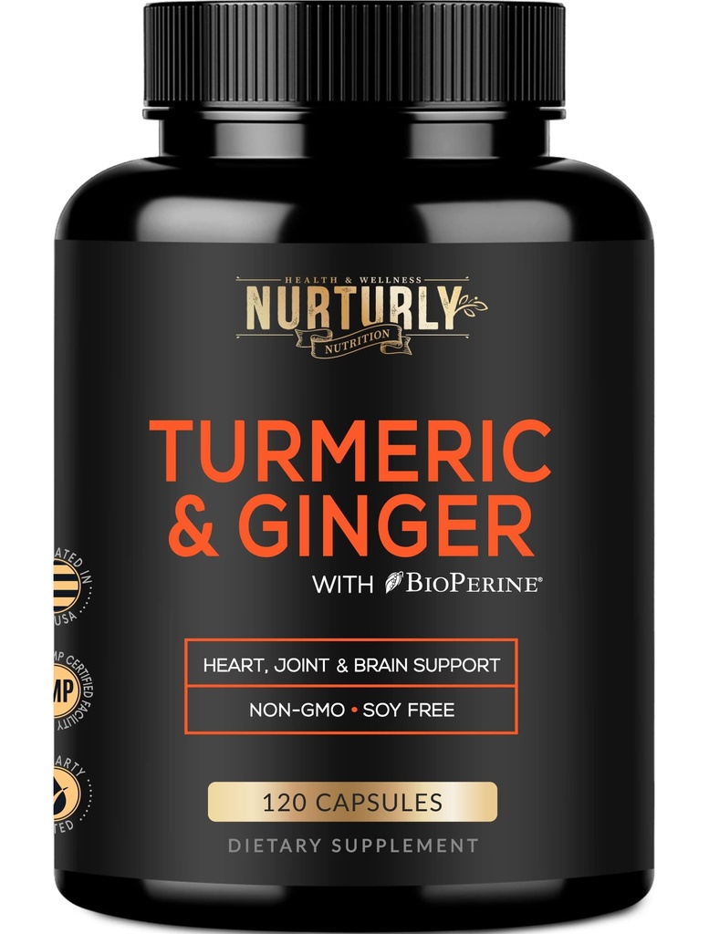Kurkumina kurkumina z BioPerine & Ginger, Pieprz czarny i 95% Kurkuminoidy - Wysoka Absorpcja Kurkumina Suplementy dla Zdrowia Hearth- Non-GMO, Gluten Free - 120 Kapsułki