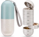 Zannaki 2 in 1 Pill Organizator z Cutter, Fiber Ziarno Cotygodniowy Pill Case duży kontener Moisture Proof, Magnetic Lock, BPA Free Travel Pill Box 7 Dzień trzymać pigułki, Witaminy, Olej rybny, Suplementy