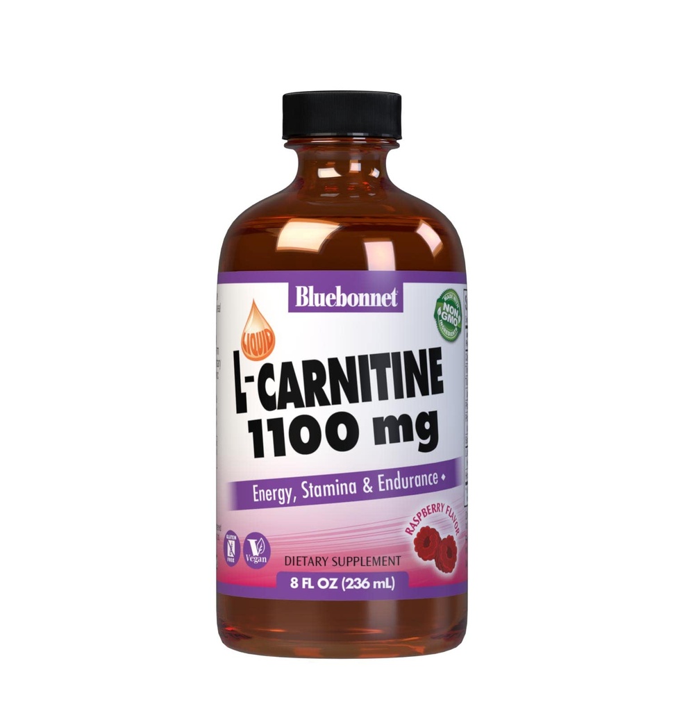 Bluebonnet Płynna L- Karnityna 1100 mg, Malina, 8 Płynna uncja