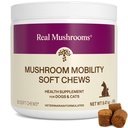 Real Mushrooms Mobility Chews for Dogs & Cats - Green Lipped Mussel & ErgoGold Mushroom Blend - Dogs & Cat Vitamin Treats for Active Routines - Joint, Hip & Elastyczność Supplement - suplement 240 ct