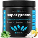 NutraChamps Super Zielonych Proszek Premium Superfood 124; 20 + Organic Green Veggie Whole Foods 124; Trawa pszenna, Spirulina, Chlorella Agregat 124; Przeciwutleniacz, Enzym spożywczy i mieszanki probiotyczne (9.1 OZ, Tropikalne)