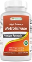 Najlepsze Naturals High Potency Nattokinase 4000 FU Per Serving / 200 mg per Serving, 240 Kapsułki wegetariańskie. Nie-GMO, Gluten Free.