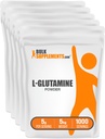 BulkSupplements.com Proszek L- Glutamina - Suplement Glutaminy, do odzysku & Gut Health - Unflavored & Gluten Free, 5g (5000mg) na porcję, 1 kg (Opakowanie po 5) (11 funtów)