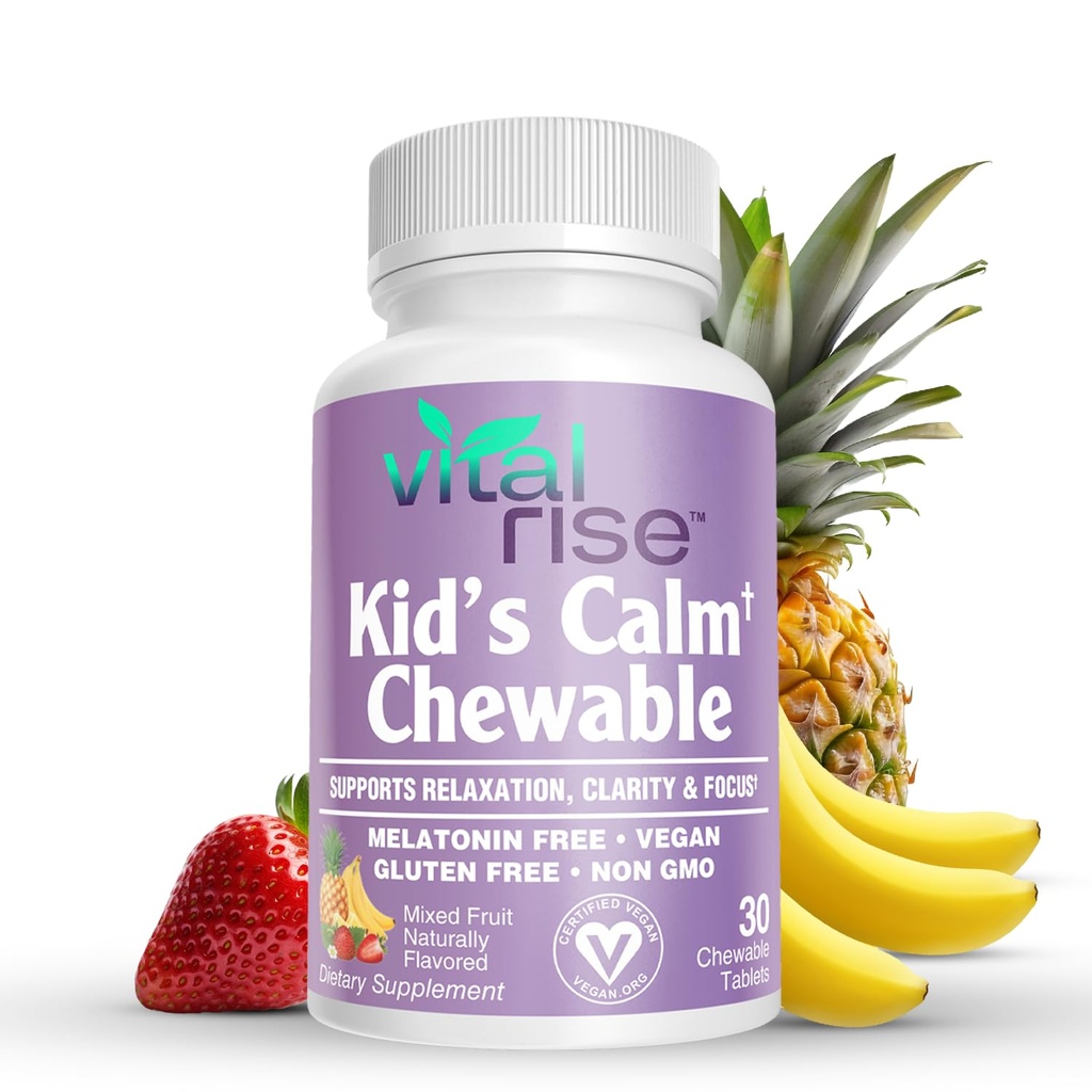 Dzieci Magnezu Chewables - Daily Supplement, Sugar- Free & Melatonin- Free, Wspiera zdrową reakcję na stres i Focus, Fast- Absorbing Magnezu z L- Theanine, Mieszany Flavor Owoce, 30 Hrabia
