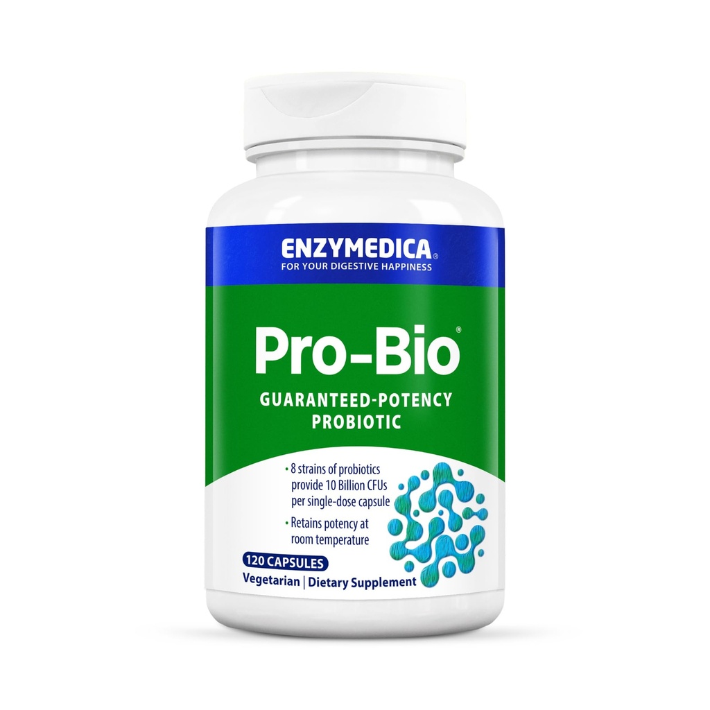 Enzymedica, Pro- Bio, Warstwa Stabilna, Probiotyk odporny na kwas żołądkowy do zdrowej trawienia, 10 Miliard CFU, 120 Liczba