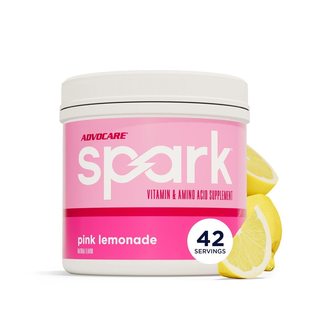 AdvoCare Spark - Energy Drink Mix - Suplement witaminy i aminokwasów - Wsparcie energii i ostrości - Przenośne wsparcie immunologiczne - Bez cukru - Różowa Lemoniada (10.5 oz)