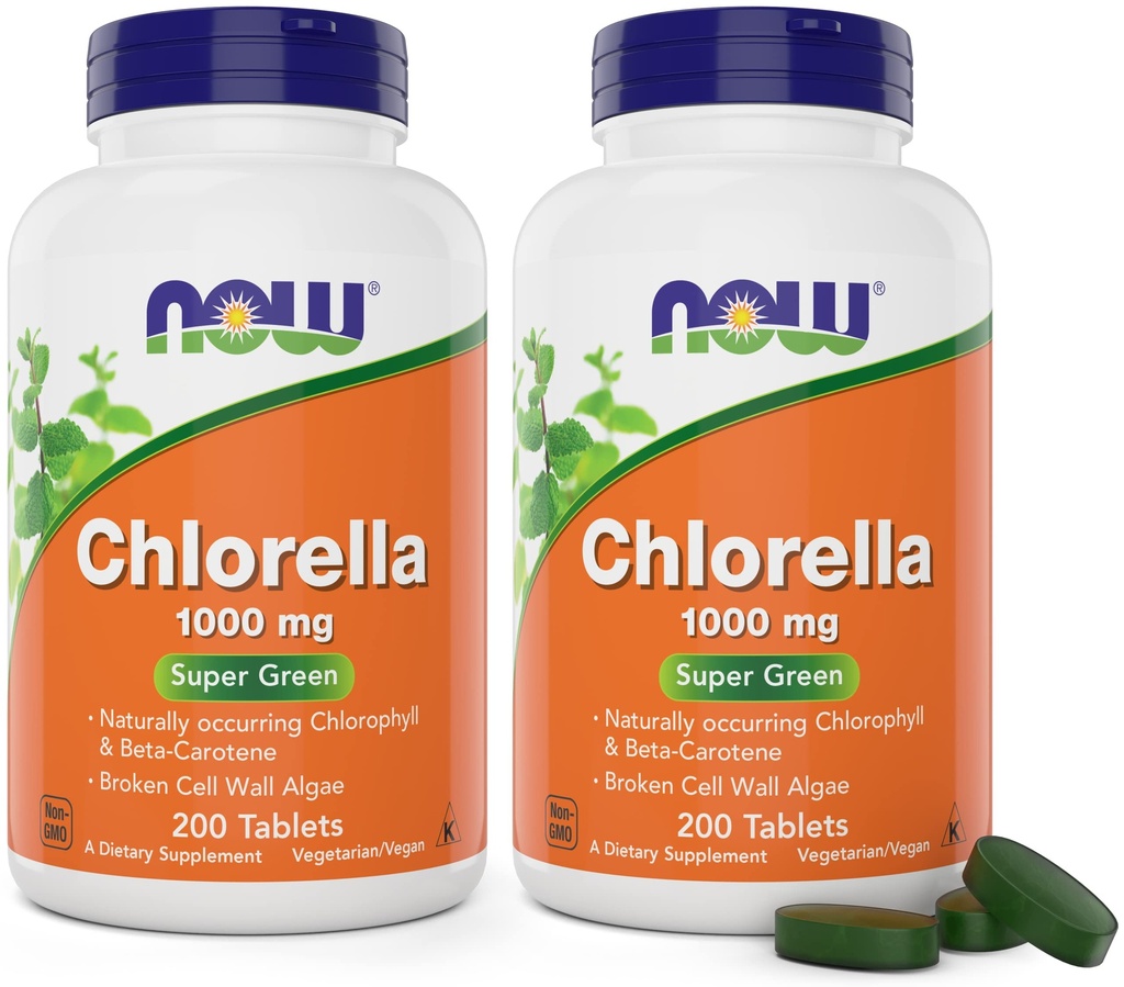 Teraz Chlorella 1000mg Tablets - 200 Count (Pack of 2) - Natural Occurring Chlorophyll, Beta- Karoten - Non-GMO, Wegan - Green Super Food Supplement for Women and Men