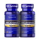 Puritan Pride Premium Super Siła Melatonina 10 mg Sleep Aid, Suplement diety dla dźwięku, Resteful, & Dłuższe wsparcie snu, 4 Supply Miesiąc, 120 Kapsułki szybkiego wydania, 2 Packaging May Vary)