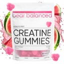 Bear Balanced Gummies dla mężczyzn i kobiet - Krepura ® Monohydrat kreatury, L- Theanine, L- Tyrozyna & B12 dla wzrostu mięśni, Siła, Skup, Energia & Zdrowie - Niskie Calorie, Cukier wolny, & Wegan