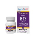 Superior Source NO Shot Advanced B- 12 000 µg B- 6 / Folic Acid 600 µg - Folic Acid for Women & Men - B Vitamin Supplement Supports Energy & Cell Health - 60 Podjęzykowe tabletki rozpuszczające