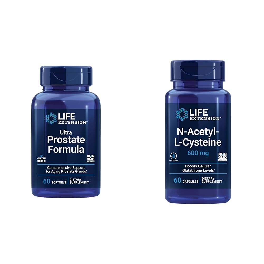 Life Extension Ultra Prostate Formula, Piła Palmetto dla mężczyzn, pygeum, żądło Nettle & N- Acetyl- L- Cysteina (NAC), immunologiczne, układu oddechowego, wątroba Zdrowie, NAC 600 mg