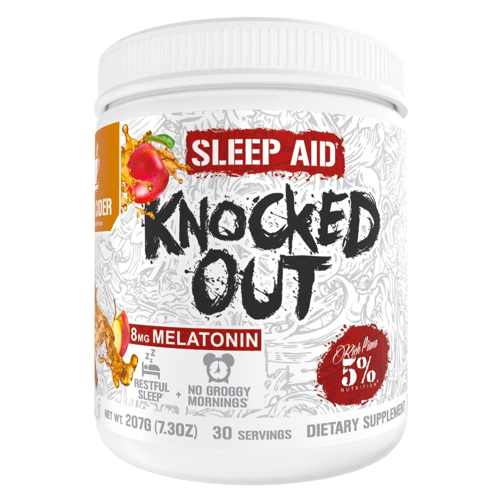 5% odżywka bogata Piana Knocked Out Natural Sleep Assistance 124; Post- Workout Recovery & Deep Sleep Supplement Assistance 124; GABA, Melatonina, Rumianek, Tyrosine, 5- HTP, & More 124; 7.2 oz, 30 Służenie (Apple Cider)