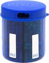 Monster Jr Suplement Pill Dispenser z etykietami - trzyma małe średnie witaminy lecznicze i łatwo dispense z jednego pojemnika zawiera etykiety kompozytowe (Monster Jr Blue UV - 1 opakowanie)