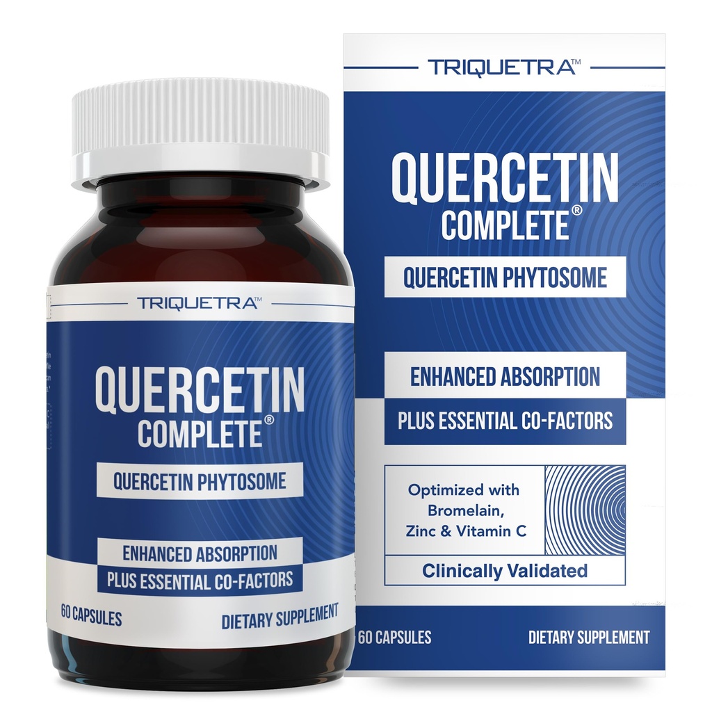 Quercetin Complete ® Quercetin Phytosome z 50X Wyższą Absorpcją, Clinically Proven & Patented Quercefit - Najbardziej skuteczna forma Quercetin - Wzmocniona bromelainem, cynkiem i witaminą C (60 kapsułek)