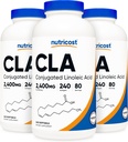 Nutricost CLA (Conjufalid Linoleic Acid) 2,400mg, 240 Softgels - Gluten Free, Non-GMO, 800mg Per Softgel (3 butelki)